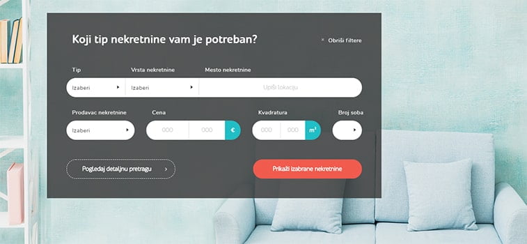 real estate filter menu example