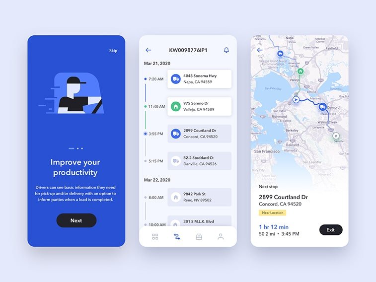 transportation logistics mobile app design