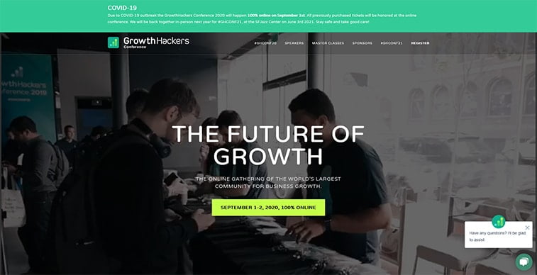 growthhackers conference 2020 website screenshot