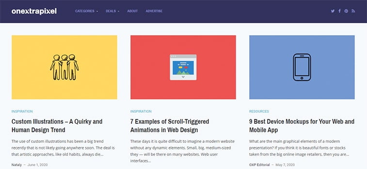 onextrapixel web development magazine website