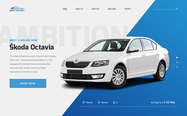website redesign example skoda car sale