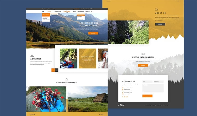 website redesign example tara mountain canyoning travel tourism