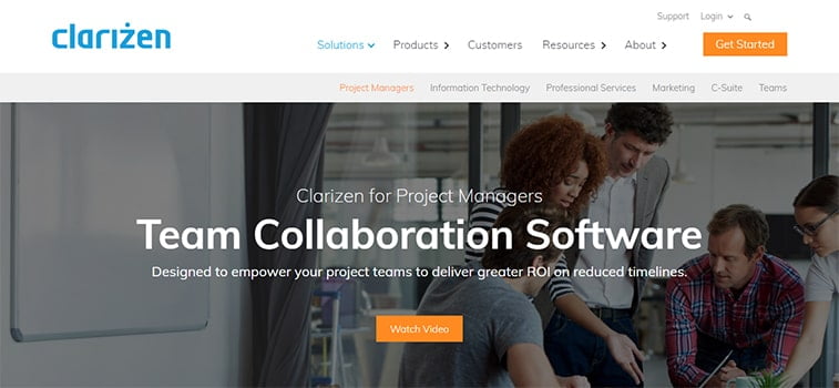 clarizen project management system website screenshot