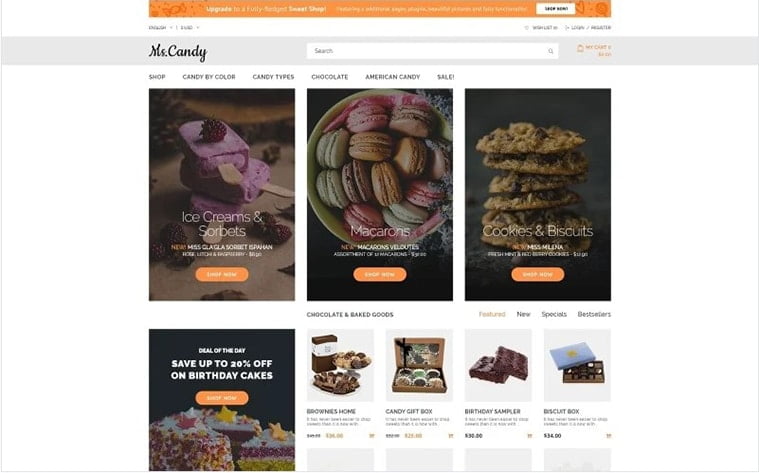 best free botstrap theme template beauty website sweets bakery candy store