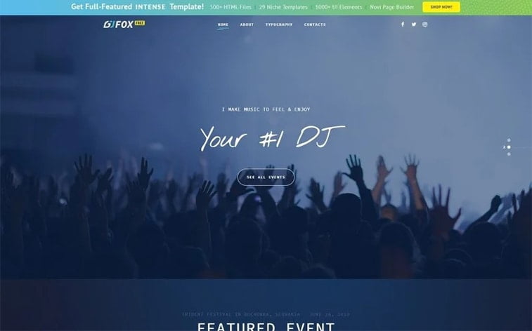 best free botstrap theme template website dj event music singer band