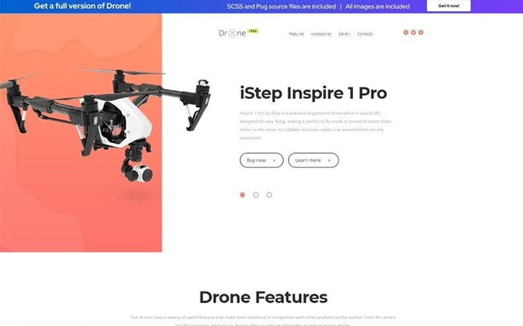 best free botstrap theme template website drone photography video technology
