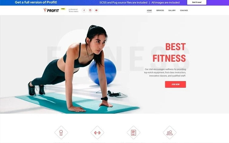 best free botstrap theme template website coach fitness gym training