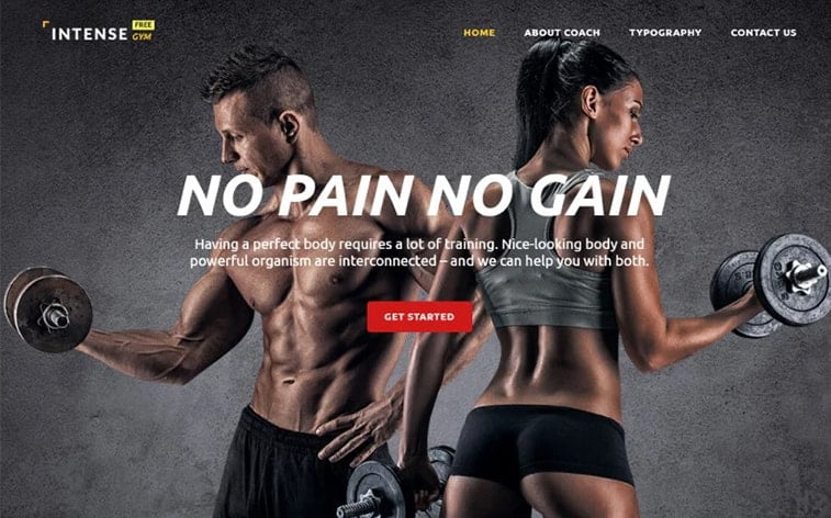 best free botstrap theme template website training gym coach