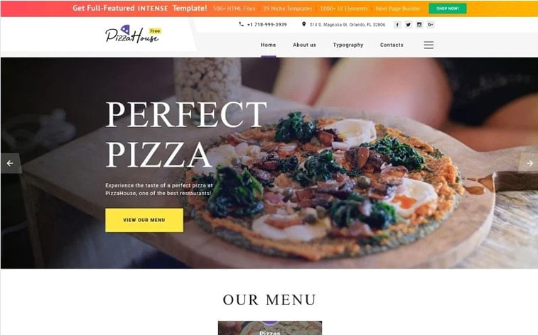 best free botstrap theme template website pizza house restaurant
