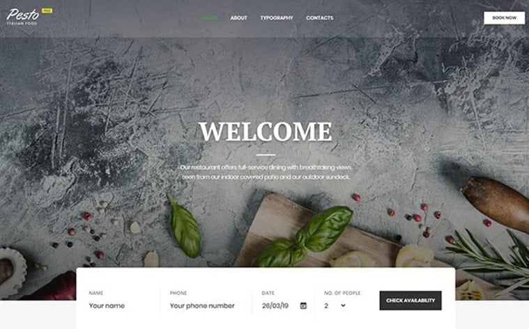 best free botstrap theme template website restaurnt cafe food