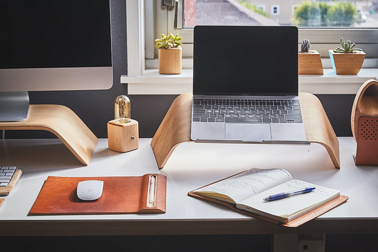 home office laptop table paper