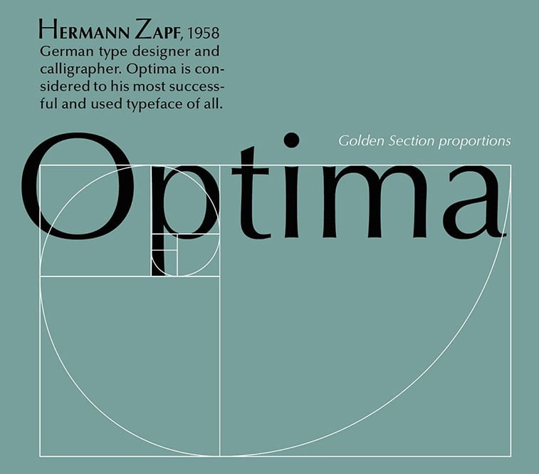 optima font characteristics golden ratio