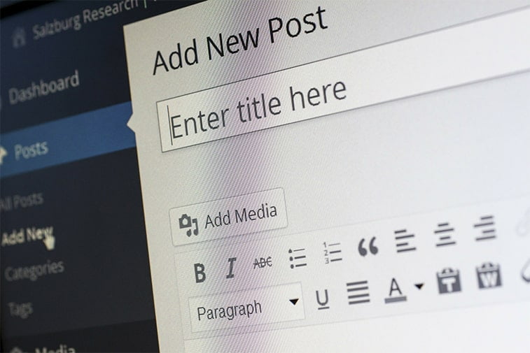 wordpress dashboard article editing
