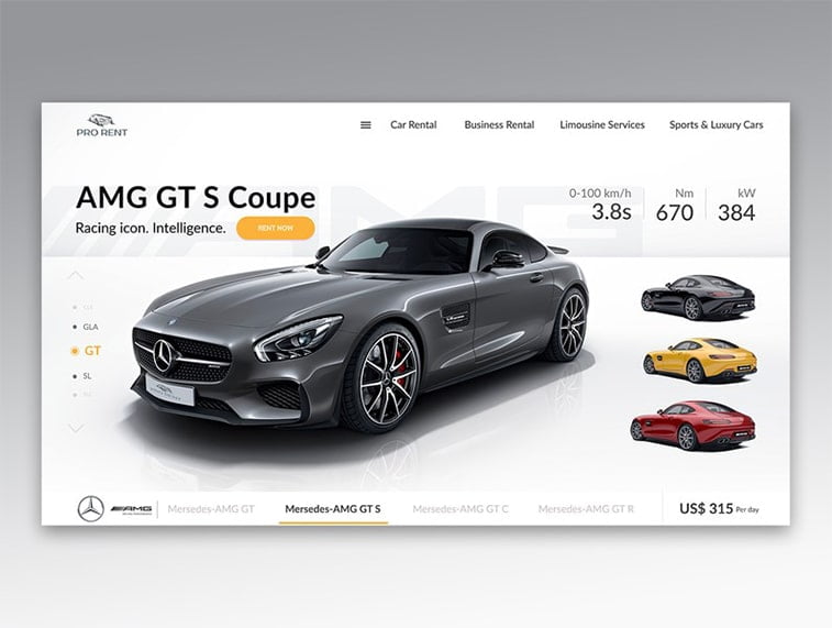 rent-a-car website design idea