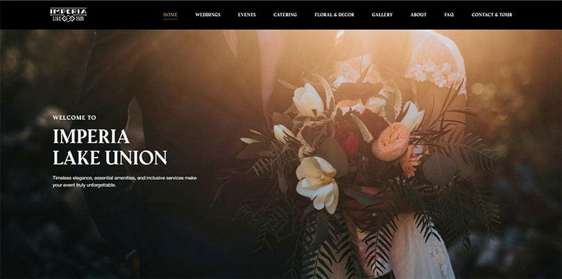 How to create a wedding website homepage catering example.