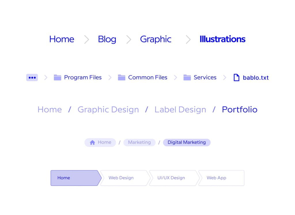 breadcrumb website example