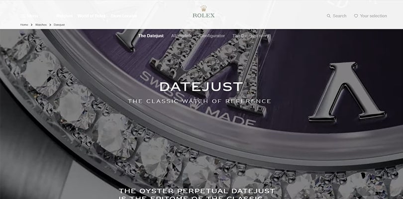 rolex landing page design