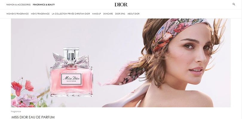 dior landing page design