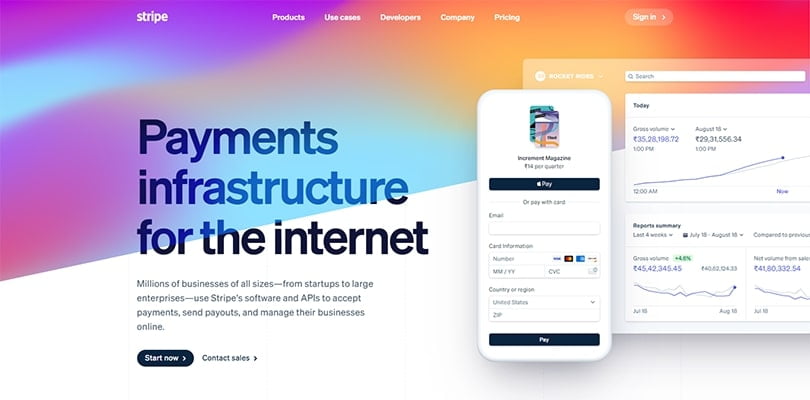 stripe landing page design
