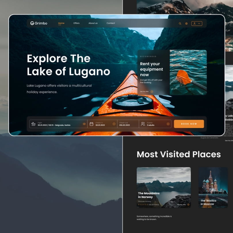 Grimo tourism websites home page.