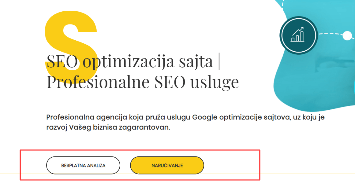 Primer CTA na SEO landing stranici.