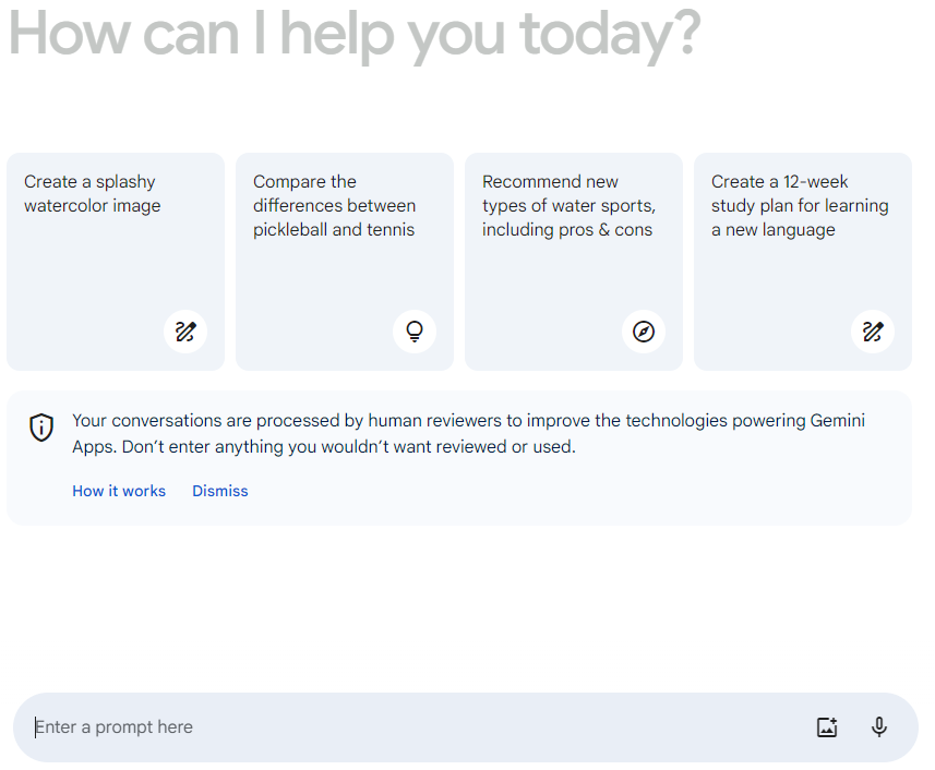 Google AI Gemini chat