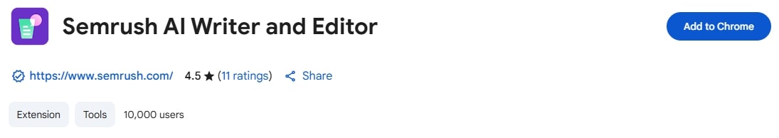 Semrush AI Writer and Editor extension.